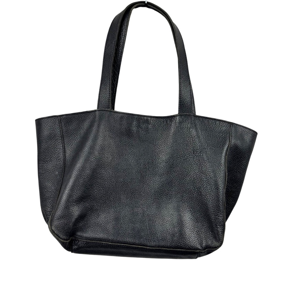 Banana Republic Tote Bag Women Large Black Pebbled Leather Shoulder Work Classic